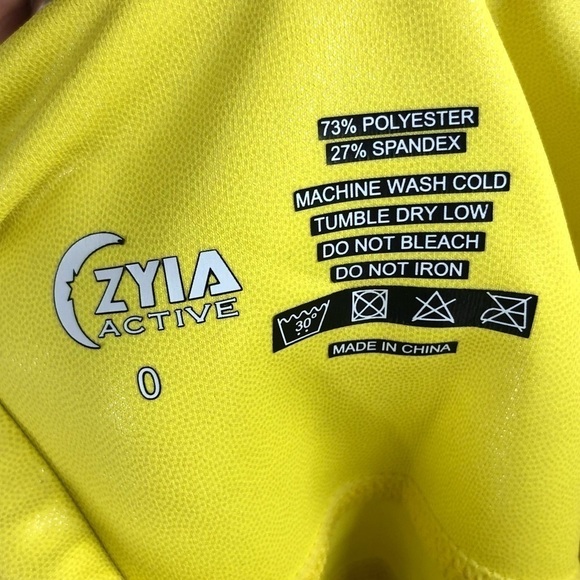 Zyia Metallic Neon Yellow Leggings Light N Tight With Pockets Size 0 - Picture 7 of 11